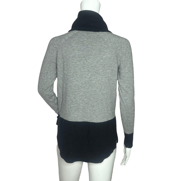 RAYA Sweater Womens XS‎ Gray Black Colorblock Cowl Neck Basic Neutral Minimalist - Picture 4 of 9